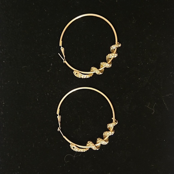 Source Unknown Jewelry - Large Silvertone Snake hoop earrings